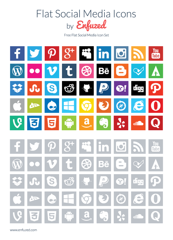 Free Flat Social Media Icons